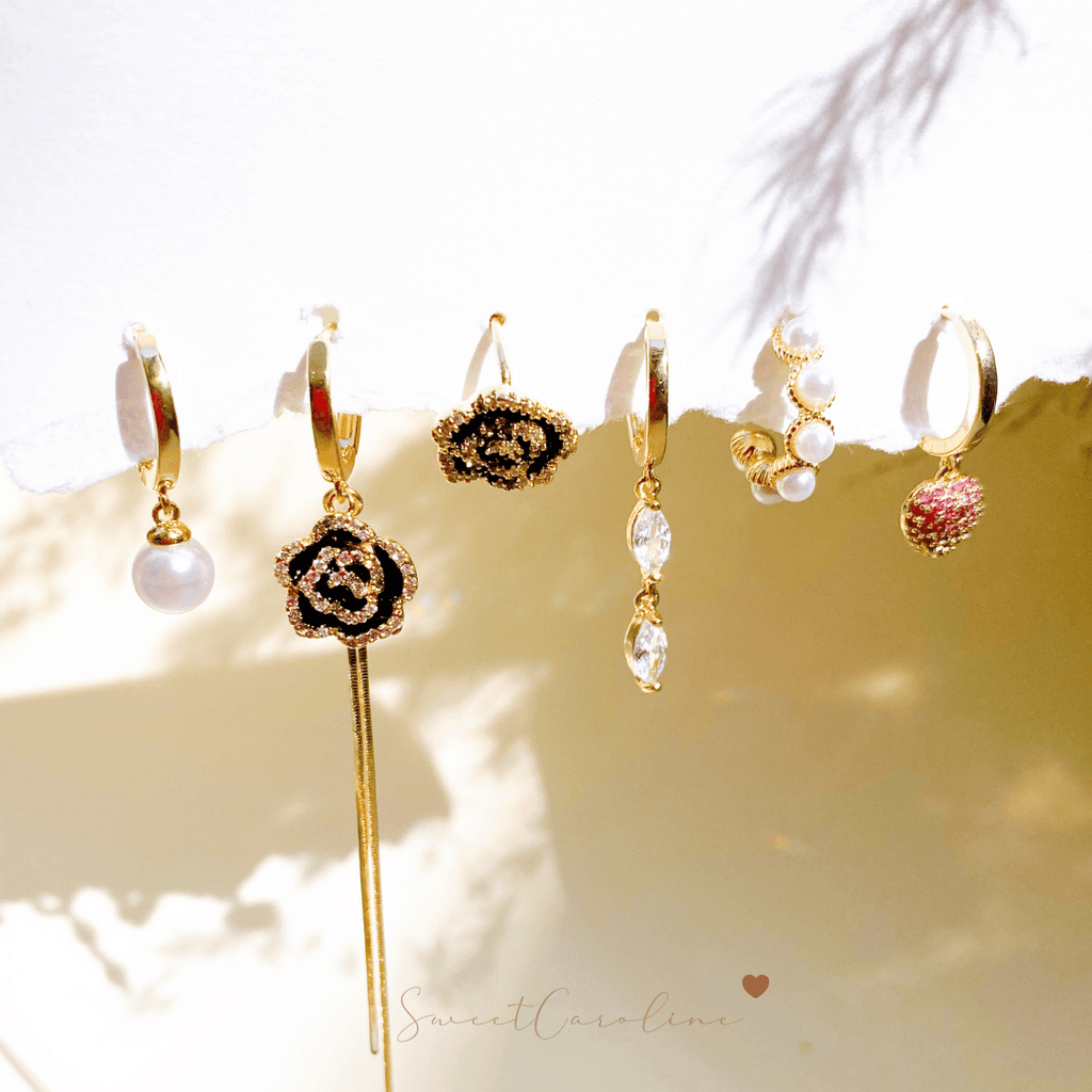 Set aretes Black Rose - SweetCarolineJWL