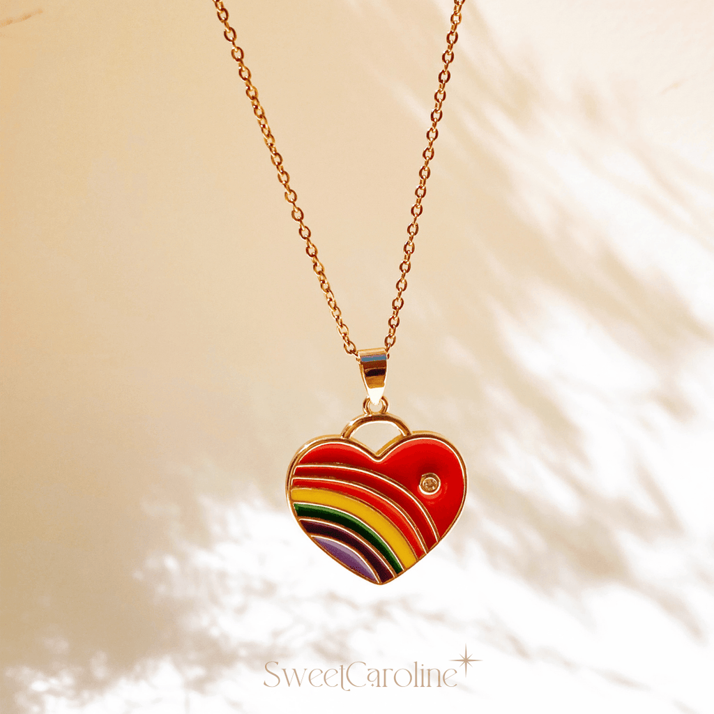 Collar Hot Pink Rainbow - SweetCarolineJWL