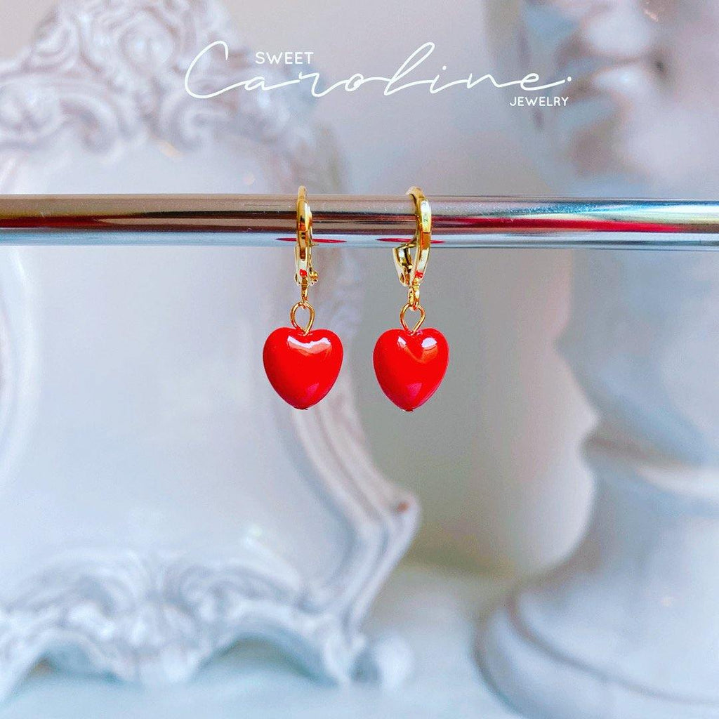 Arracadas Red Hearts - SweetCarolineJWL