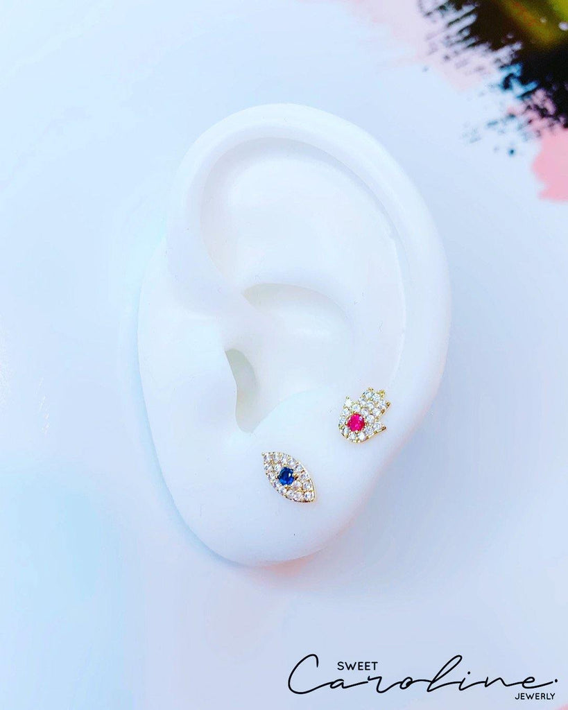 Aretes Hamsa & Evil eye - SweetCarolineJWL