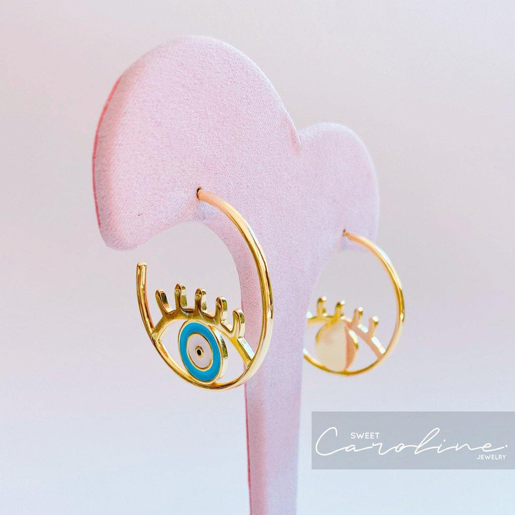 Arracadas Gold Evil eye - SweetCarolineJWL
