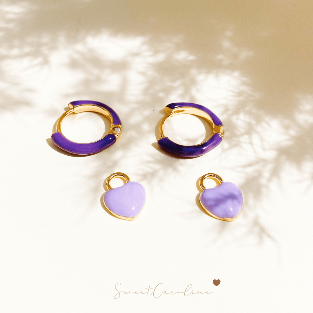 Aretes Heart Lilac - SweetCarolineJWL